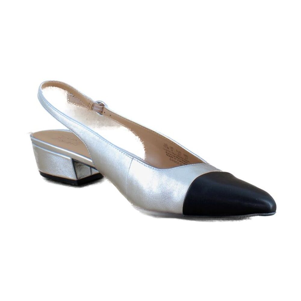 Naturalizer Banks Silver/Black Toe Cap (Wide)